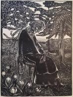 Willem Jacob Rozendaal (1899 - 1971) Houtsnede 'Vrouw' ~1930, Ophalen of Verzenden