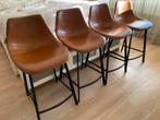 Barkrukken Dutchbone cognac 65cm 4 stuks, Huis en Inrichting, Barkrukken, Ophalen, Gebruikt, Met voetsteun, 60 tot 90 cm