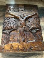 Antiek houtsnijwerk Jezus aan kruis, Ophalen of Verzenden