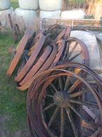 Houten wagen wielen metalen wielen maaier, Ophalen