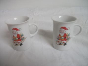 2 Kinderkopjes. (smal /hoog) met Kerstman beschikbaar voor biedingen