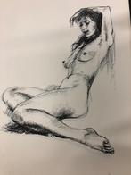 rotaprent zittende naakte vrouw, Jan Asselbergs, Antiek en Kunst, Kunst | Etsen en Gravures, Verzenden