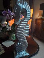 Zilverkleurig houten zeepaard beeld - 53 cm, Ophalen of Verzenden, Gebruikt, Hout, Dierenbeeld