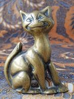 Zeldzame antieke Engelse pookstandaard als poes of kat 9 cm., Antiek en Kunst, Antiek | Koper en Brons, Ophalen of Verzenden, Koper