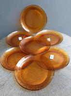Top Vintage Duralex borden amber ontbijt + diner, Ophalen of Verzenden, Bord(en), Overige stijlen, Glas
