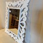 Barok spiegel - houten lijst – wit - 90 x 80 cm - TTM Wonen, 50 tot 100 cm, Minder dan 100 cm, Rechthoekig, Ophalen of Verzenden