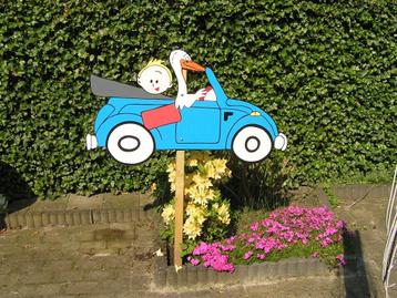 geboortebord jongen kever met ooievaar geboren baby blauw beschikbaar voor biedingen