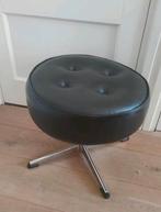 Vintage poef hocker voetenbank voetenbankje zwart chroom, Minder dan 50 cm, Gebruikt, Minder dan 50 cm, Ophalen of Verzenden