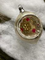 Oude Antieke Vintage Glazen Deuk Kerstbal Deukkerstbal Glas, Ophalen, Gebruikt