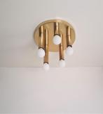 Vintage Mid Century messing plafondlamp van Sölken Leuchten, Huis en Inrichting, Gebruikt, Ophalen of Verzenden, Glas, Nvt