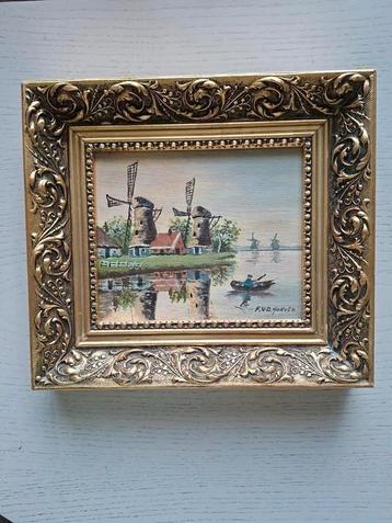 Oud schilderij op paneel/ Hollands tafereel/ gesigneerd  beschikbaar voor biedingen