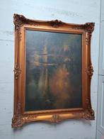 Prachtige oude brocante houten schilderijlijst + schilderij, Ophalen