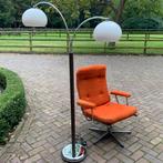 Goldsiegel draaifauteuil oranje stof met chroom  onderstel, Huis en Inrichting, Fauteuils, Ophalen, Gebruikt, 75 tot 100 cm, Stof