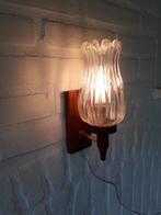 Vintage retro wandlamp glas hout Mid Century Design jaren 60, Ophalen of Verzenden, Huis en Inrichting