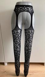 Jarretel zwart met motief, Verzenden, Nieuw, Zwart, Panty