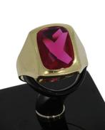 14 karaats gouden heren zegel ring robijnkleurige spinel, Goud, Goud, Met edelsteen, Heer