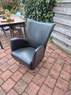 Tulp Hulshoff Design stoelen 2 stuks. Zwart leer., Huis en Inrichting, Ophalen, Gebruikt, 50 tot 75 cm, Leer