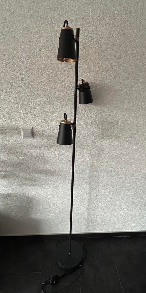 TRIO Edward vloerlamp zwart/goud – 3 spots – + 3 LED lampjes, Ophalen of Verzenden, Zo goed als nieuw, Metaal, 150 tot 200 cm