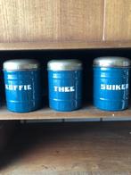 Emaille koffie-thee-suiker, Antiek en Kunst, Curiosa en Brocante, Verzenden