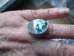 758/ verzilverde abalone ringen(meerdere foto's), Nieuw, Ophalen of Verzenden, 17 tot 18, Met edelsteen