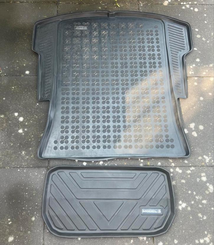Tesla Model 3 Rubberen Kofferbakmatten Set, Auto diversen, Kofferbakmatten, Gebruikt, Ophalen