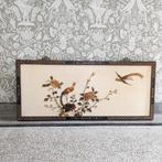 Vintage Chinees japans houten paneel vogel chinoiserie steen, Antiek en Kunst, Ophalen of Verzenden