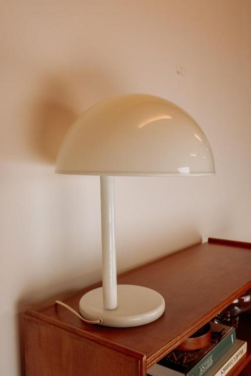 Witte vintage Dijkstra mushroom tafellamp, Huis en Inrichting, Lampen | Tafellampen, Zo goed als nieuw, Minder dan 50 cm, Kunststof