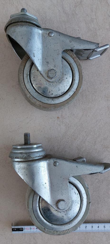ZWENKWIELEN met rem (2 stuks), Doe-het-zelf en Verbouw, Zwenkwielen, Gebruikt, Ophalen of Verzenden