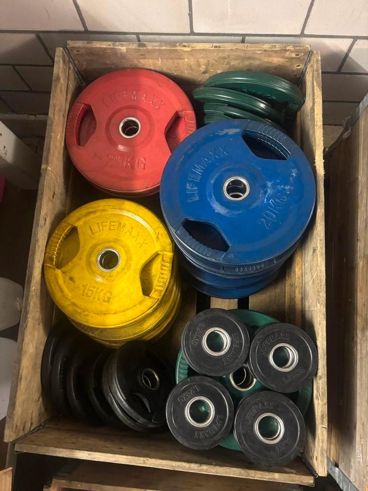 Lifemaxx Halterschijven - olympisch 50 mm, Sport en Fitness, Fitnessmaterialen, Gebruikt, Halterschijven, Armen, Ophalen