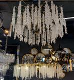 Luxe Kristallen Kroonluchter en pfafondlad Goud, Ophalen of Verzenden, Nieuw, Glas