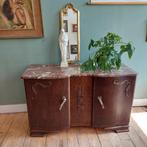 Lucky Vintage antieke art deco dressoir marmer kaptafel, Ophalen, Frankrijk, 100 tot 150 cm, Art deco