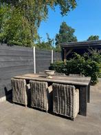 Landelijke tuinset 6 rotan stoelen, Tuin en Terras, Tuinsets en Loungesets, Ophalen, Gebruikt, Rotan, 6 zitplaatsen