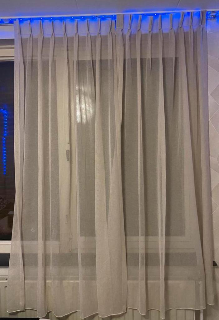 Set van 2 beige gordijnen – nieuw, maat 64x170 cm, Ophalen of Verzenden, Nieuw, Beige, 200 cm of meer