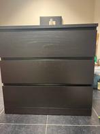 Malm ladekast zwart/bruin, Huis en Inrichting, Kasten | Ladekasten, Ophalen, 50 tot 100 cm, Zo goed als nieuw, 3 of 4 laden