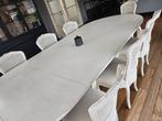 Eettafel met 8 stoelen, Ophalen, Gebruikt, 100 tot 150 cm, 200 cm of meer