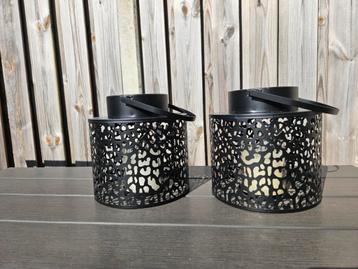 Zwarte windlichten metaal panterprint  beschikbaar voor biedingen