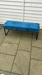 Bankje blauw fluweel velvet 120x42x42 cm, Ophalen, Zo goed als nieuw, Rechthoekig, Minder dan 50 cm