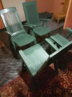 4 groene inklapbare verstelbare tuinstoelen izgst, Tuin en Terras, Ophalen, Zo goed als nieuw, Kunststof, Inklapbaar