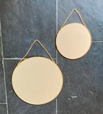 Set van 2 gouden wandspiegels hangspiegels met ketting, Minder dan 100 cm, Minder dan 50 cm, Rond, Zo goed als nieuw