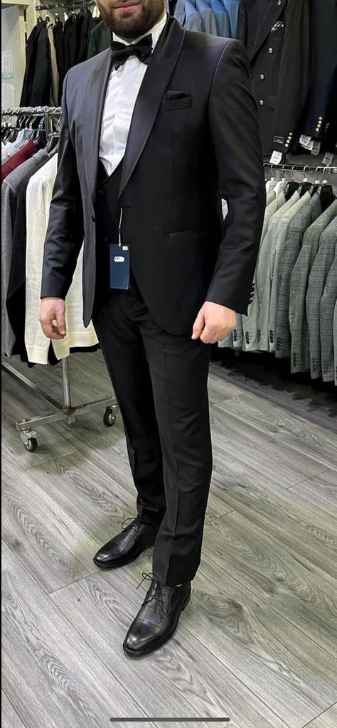 Complete zwarte trouwpak 3delig maat 54, Kleding | Heren, Trouwkleding en Trouwaccessoires, Zo goed als nieuw, Trouwpak, Zwart