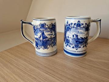 2x Heineken Delfts Blauw bierpullen – handbeschilderd  beschikbaar voor biedingen