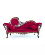 Vintage Versailles chaise lounge velvet, Hout, Tweepersoons, 75 tot 100 cm, Ophalen of Verzenden