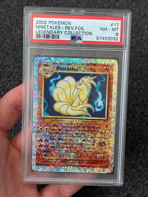 Pokémon PSA 8 Ninetales Rev. holo #17 legendary collection, Hobby en Vrije tijd, Verzamelkaartspellen | Pokémon, Zo goed als nieuw