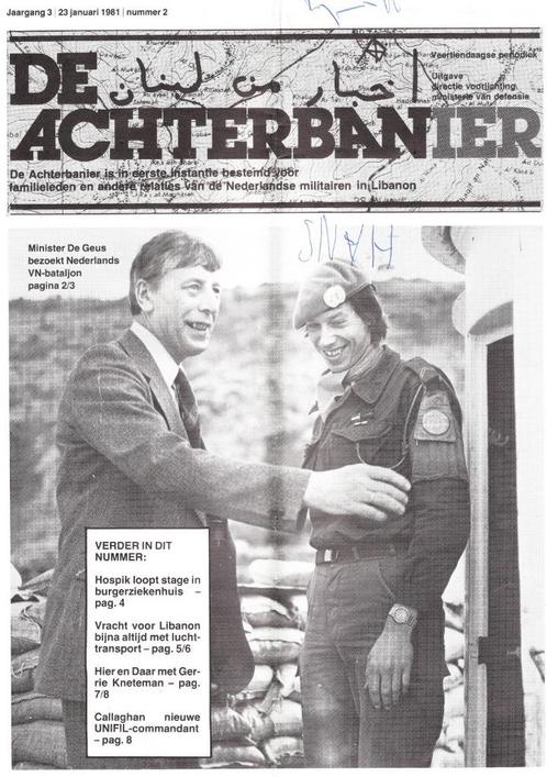 Unifil Achterbanier met Gerrie Kneteman, Verzamelen, Militaria | Algemeen, Landmacht, Boek of Tijdschrift, Nederland, Ophalen of Verzenden