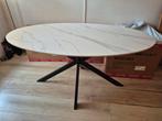 Ovale 1,60mtr  look-a-like marmeren eettafel, Huis en Inrichting, Ophalen, Zo goed als nieuw, Ovaal, 50 tot 100 cm