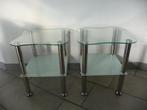 Glazen bijzettafeltjes, Minder dan 55 cm, Gebruikt, Vierkant, Glas