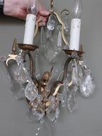 Wandlamp messing met pegels, Huis en Inrichting, Lampen | Kroonluchters, Ophalen, Zo goed als nieuw, Glas, Vintage
