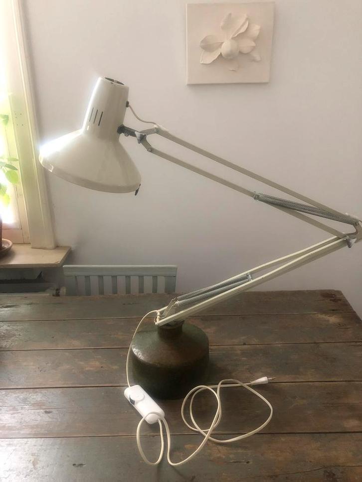 AUTHENTIEKE VINTAGE LAMP BUREAU ATELIER LEDU ZWEEDS DIMMER, Huis en Inrichting, Lampen | Tafellampen, Gebruikt, Minder dan 50 cm