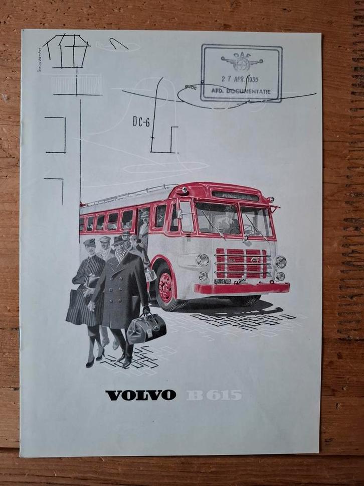 Volvo B 615 autobus brochure - 1954, Boeken, Auto's | Folders en Tijdschriften, Gelezen, Volvo, Ophalen of Verzenden