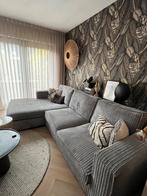 Grijze ribcord loungebank, Ophalen, Gebruikt, Stof, Modern